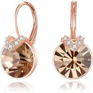 imageBriLove Gorgeous Stunning Cubic Zirconia VShaped Circle Crystal Dangle Earrings Gift for Women Valentines DayMothers DayBirthdayAnniversaryChampagne RoseGoldTone