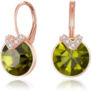 imageBriLove Gorgeous Stunning Cubic Zirconia VShaped Circle Crystal Dangle Earrings Gift for Women Valentines DayMothers DayBirthdayAnniversaryOlive Green RoseGoldTone