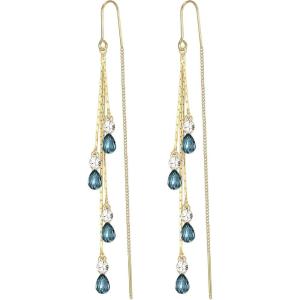 imageBriLove Sparkly Bling Rhinestone Teardrop Dangling Drop Hook Earrings for Women Prom Party Jewelry GiftsBlue Zircon GoldTone
