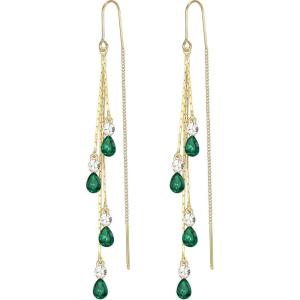 imageBriLove Sparkly Bling Rhinestone Teardrop Dangling Drop Hook Earrings for Women Prom Party Jewelry GiftsEmerald Color GoldTone