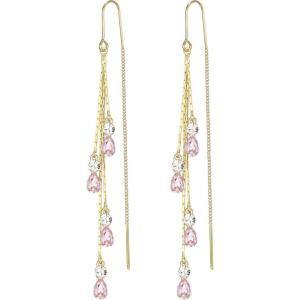 imageBriLove Sparkly Bling Rhinestone Teardrop Dangling Drop Hook Earrings for Women Prom Party Jewelry GiftsPink GoldTone