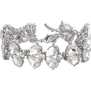 imageBriLove Wedding Bridal Crystal Rhinestone Multi Teardrop Bracelet for Women Party PromClear SilverTone