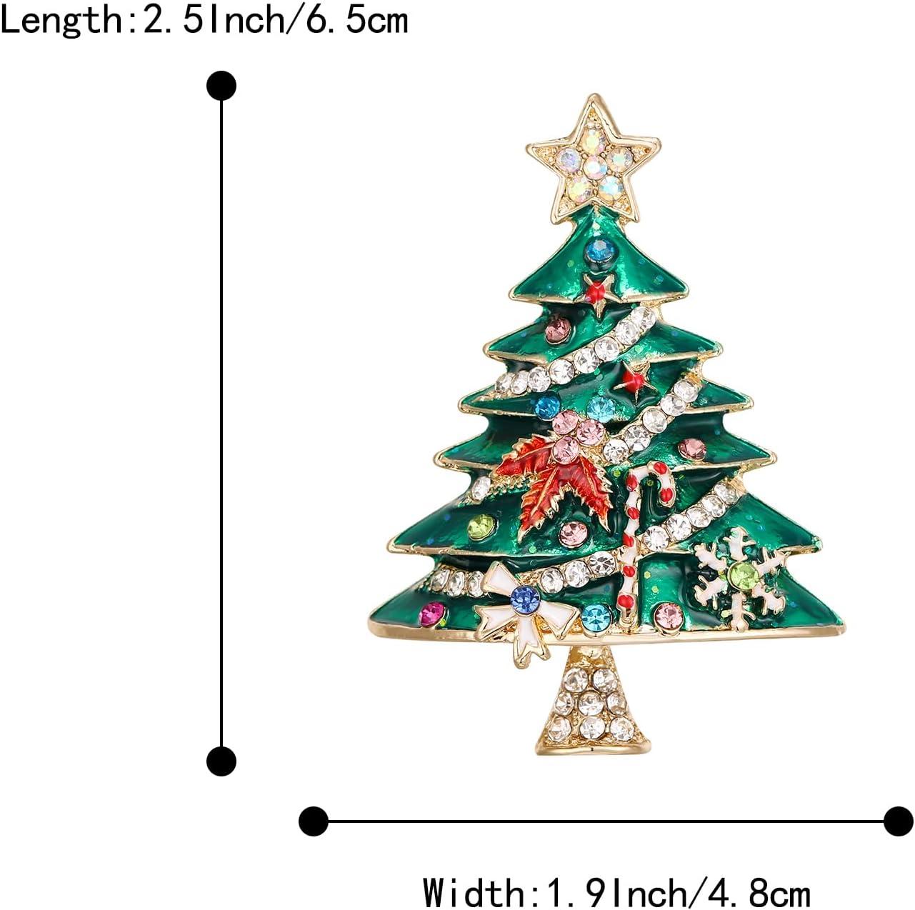 imageBriLove Merry Christmas Tree Brooch Xmas Star Snowflake Leaf Rhinestone Marquise Decorative Gift for Women Party Prom AccessoriesEmerald Color