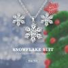 imageBriLove 925 Sterling Silver Snowflake Jewelry Set for Women Pendant Necklace Stud Earrings Gift for Christmas