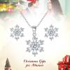 imageBriLove 925 Sterling Silver Snowflake Jewelry Set for Women Pendant Necklace Stud Earrings Gift for Christmas