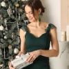imageBriLove Christmas Earrings Beaded Star Layered Fringe Thread Chandelier Dangle Tassel Earring for Women Green