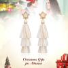 imageBriLove Christmas Earrings Beaded Star Layered Fringe Thread Chandelier Dangle Tassel Earring for Women White