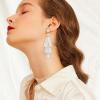 imageBriLove Christmas Earrings Beaded Star Layered Fringe Thread Chandelier Dangle Tassel Earring for Women White