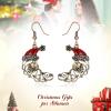 imageBriLove Christmas Earrings MoonShape Xmas Santa Claus Crystal Enamel Dangle Earring for Women Party HolidayBlack AntiqueGoldTone