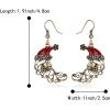 imageBriLove Christmas Earrings MoonShape Xmas Santa Claus Crystal Enamel Dangle Earring for Women Party HolidayBlack AntiqueGoldTone