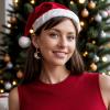 imageBriLove Christmas Earrings MoonShape Xmas Santa Claus Crystal Enamel Dangle Earring for Women Party HolidayBlack GoldTone