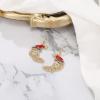 imageBriLove Christmas Earrings MoonShape Xmas Santa Claus Crystal Enamel Dangle Earring for Women Party HolidayBlack GoldTone