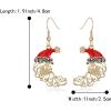 imageBriLove Christmas Earrings MoonShape Xmas Santa Claus Crystal Enamel Dangle Earring for Women Party HolidayBlack GoldTone