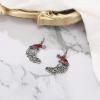 imageBriLove Christmas Earrings MoonShape Xmas Santa Claus Crystal Enamel Dangle Earring for Women Party HolidayGrey AntiqueSilverTone