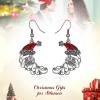 imageBriLove Christmas Earrings MoonShape Xmas Santa Claus Crystal Enamel Dangle Earring for Women Party HolidayGrey AntiqueSilverTone