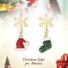 imageBriLove Christmas Earrings Sparkling Snowflake Red Santa Claus Bell Hat Green Xmas Shoes Dangle Earring for Women Party