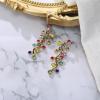 imageBriLove Christmas Earrings Tree Lights Linear Snowflake Deer Drop Holiday Jewelry Gift