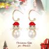 imageBriLove Christmas Earrings Xmas Santa Snowflake Simulated Pearl Crystal Enamel Dangle Jewelry for Women Party Holiday Clear GoldTone