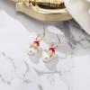 imageBriLove Christmas Earrings Xmas Santa Snowflake Simulated Pearl Crystal Enamel Dangle Jewelry for Women Party Holiday Clear GoldTone