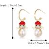 imageBriLove Christmas Earrings Xmas Santa Snowflake Simulated Pearl Crystal Enamel Dangle Jewelry for Women Party Holiday Clear GoldTone