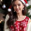 imageBriLove Christmas Earrings Xmas Santa Snowflake Simulated Pearl Crystal Enamel Dangle Jewelry for Women Party Holiday Clear GoldTone