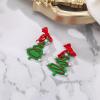 imageBriLove Christmas Earrings Xmas Tree Winding Bowknot Simulated Pearl Crystal Dangle Earring for Women Party Holiday GreenRed