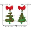 imageBriLove Christmas Earrings Xmas Tree Winding Bowknot Simulated Pearl Crystal Dangle Earring for Women Party Holiday GreenRed