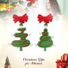 imageBriLove Christmas Earrings Xmas Tree Winding Bowknot Simulated Pearl Crystal Dangle Earring for Women Party Holiday GreenRed