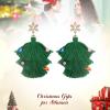 imageBriLove Christmas Tassel Earrings Collour Bell Snowflake Dangle Earring for Women Party Prom Holiday Emerald Color GoldTone