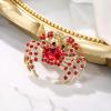 imageBriLove Crab Brooch Pin for Women Fashion Sparking Rhinestone Animal BroochesRuby Color GoldTone