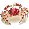 imageBriLove Crab Brooch Pin for Women Fashion Sparking Rhinestone Animal BroochesRuby Color GoldTone