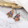 imageBriLove Elegant Gorgeous Christmas Tree Earrings Crystal Multi Teardrop Cluster Dangle Jewelry for Women Party Holiday Multicolor GoldTone