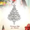 imageBriLove Merry Christmas Tree Brooch Xmas Star Rhinestone Marquise Decorative Gift for WomenClear SilverTone