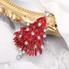 imageBriLove Merry Christmas Tree Brooch Xmas Star Rhinestone Marquise Decorative Gift for WomenColor SilverTone
