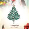 imageBriLove Merry Christmas Tree Brooch Xmas Star Rhinestone Marquise Decorative Gift for WomenEmerald Color GoldTone