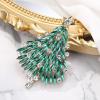 imageBriLove Merry Christmas Tree Brooch Xmas Star Rhinestone Marquise Decorative Gift for WomenEmerald Color GoldTone