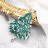 imageBriLove Merry Christmas Tree Brooch Xmas Star Rhinestone Marquise Decorative Gift for WomenEmerald Color SilverTone