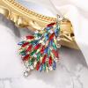 imageBriLove Merry Christmas Tree Brooch Xmas Star Rhinestone Marquise Decorative Gift for WomenMulticolor GoldTone
