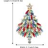 imageBriLove Merry Christmas Tree Brooch Xmas Star Rhinestone Marquise Decorative Gift for WomenMulticolor GoldTone