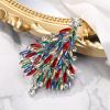 imageBriLove Merry Christmas Tree Brooch Xmas Star Rhinestone Marquise Decorative Gift for WomenMulticolor SilverTone
