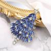 imageBriLove Merry Christmas Tree Brooch Xmas Star Rhinestone Marquise Decorative Gift for WomenSapphire Color GoldTone
