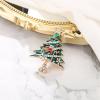 imageBriLove Merry Christmas Tree Brooch Xmas Star Snowflake Leaf Rhinestone Marquise Decorative Gift for Women Party Prom AccessoriesEmerald Color