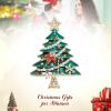 imageBriLove Merry Christmas Tree Brooch Xmas Star Snowflake Leaf Rhinestone Marquise Decorative Gift for Women Party Prom AccessoriesEmerald Color