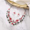 imageBriLove Santa Claus Christmas Element Party Costume Statement Bib Necklace Hook Earrings Jewelry Set Xmas Gift for WomenRuby Color SilverTone