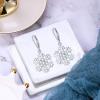 imageBriLove Snowflake Earrings for Women CZ Leverback Dangle Jewelry Clear SilverTone