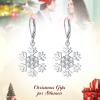 imageBriLove Snowflake Earrings for Women CZ Leverback Dangle Jewelry Clear SilverTone
