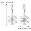 imageBriLove Snowflake Earrings for Women CZ Leverback Dangle Jewelry Clear SilverTone