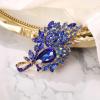 imageBriLove Stunning Elegant Crystal Rhinestone Teardrop Marquise Bouquet Brooch Pin for WomenBlue GoldTone