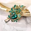 imageBriLove Stunning Elegant Crystal Rhinestone Teardrop Marquise Bouquet Brooch Pin for WomenEmerald Color GoldTone