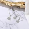 imageBriLove Winter Snowflake Jewelry Set for WomenGorgeous Shiny Cubic Zirconia Elegant Pendant Necklace Leverback Dangle Earrings Christmas PartyBlue